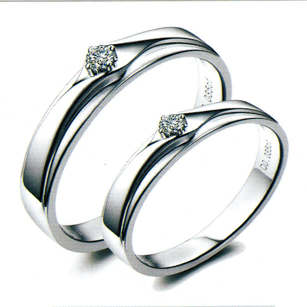 ผลงานรับสั่งทำจากโรงงานจิวเวลรี่แหวนคู่แต่งงานแหวนตัวเรือนทองคำขาวฝังเพชรแท้1412