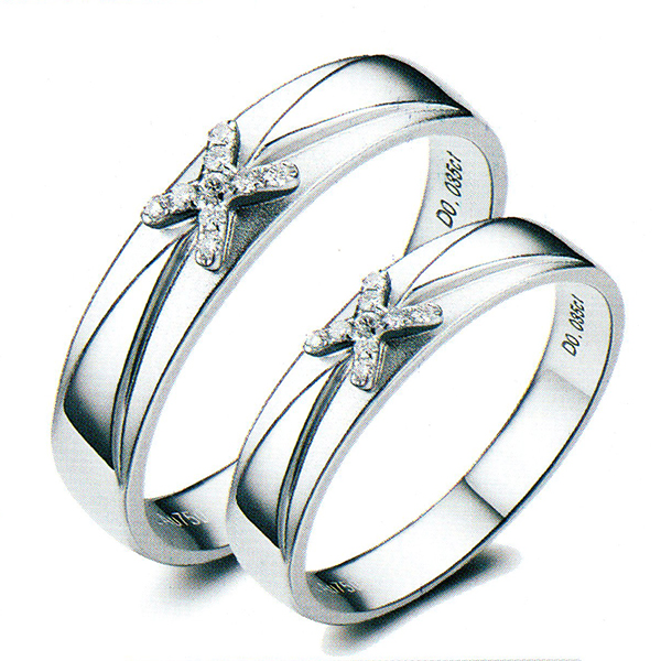 ผลงานรับสั่งทำจากโรงงานจิวเวลรี่แหวนคู่แต่งงานแหวนตัวเรือนทองคำขาวฝังเพชรแท้1415