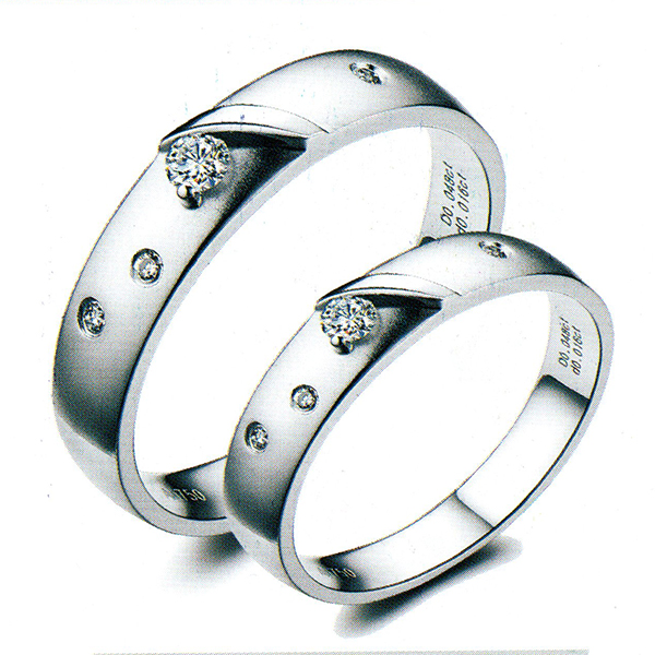 ผลงานรับสั่งทำจากโรงงานจิวเวลรี่แหวนคู่แต่งงานแหวนตัวเรือนทองคำขาวฝังเพชรแท้1416