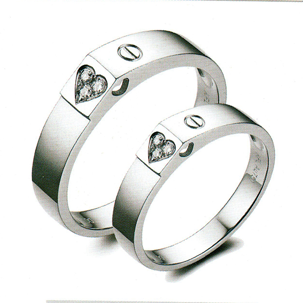 ผลงานรับสั่งทำจากโรงงานจิวเวลรี่แหวนคู่แต่งงานแหวนตัวเรือนทองคำขาวฝังเพชรแท้1425