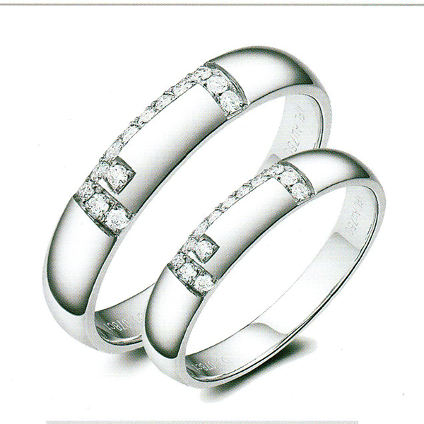 ผลงานรับสั่งทำจากโรงงานจิวเวลรี่แหวนคู่แต่งงานแหวนตัวเรือนทองคำขาวฝังเพชรแท้1431