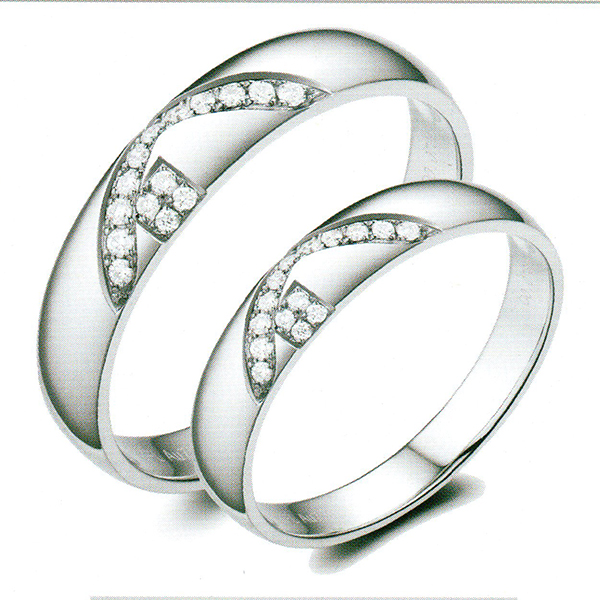 ผลงานรับสั่งทำจากโรงงานจิวเวลรี่แหวนคู่แต่งงานแหวนตัวเรือนทองคำขาวฝังเพชรแท้1432