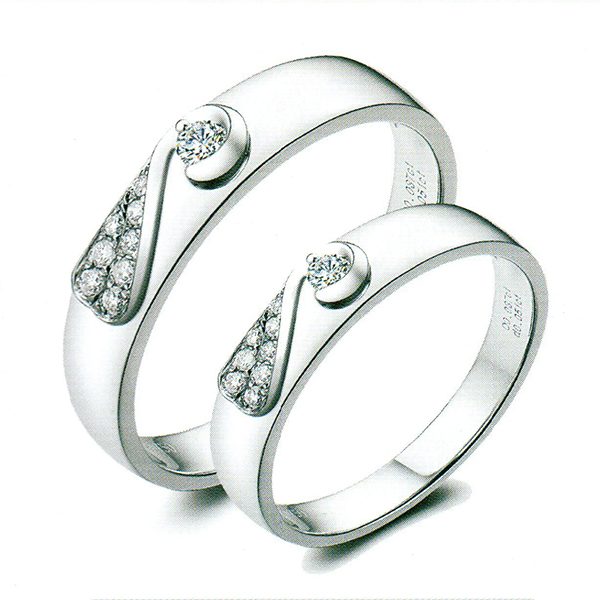 ผลงานรับสั่งทำจากโรงงานจิวเวลรี่แหวนคู่แต่งงานแหวนตัวเรือนทองคำขาวฝังเพชรแท้1433