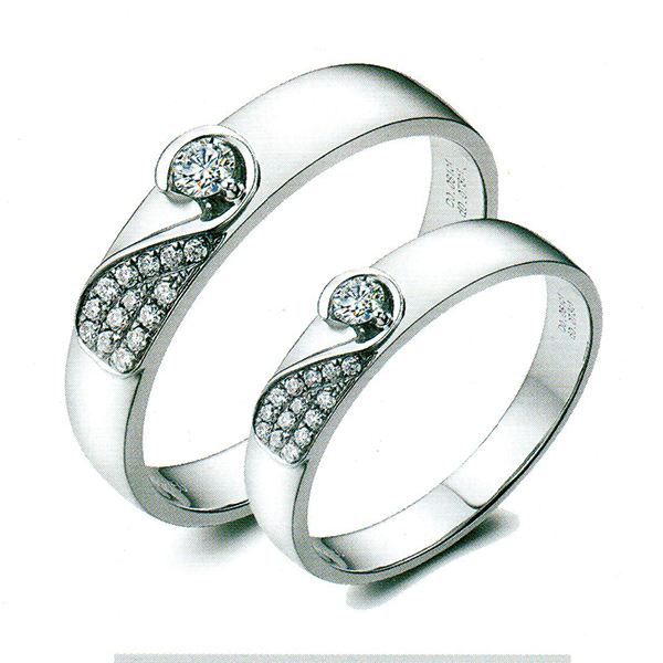 ผลงานรับสั่งทำจากโรงงานจิวเวลรี่แหวนคู่แต่งงานแหวนตัวเรือนทองคำขาวฝังเพชรแท้1434