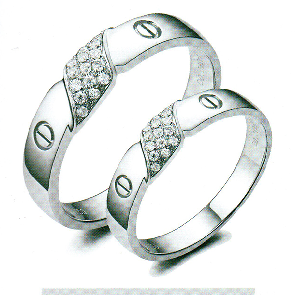 ผลงานรับสั่งทำจากโรงงานจิวเวลรี่แหวนคู่แต่งงานแหวนตัวเรือนทองคำขาวฝังเพชรแท้1435
