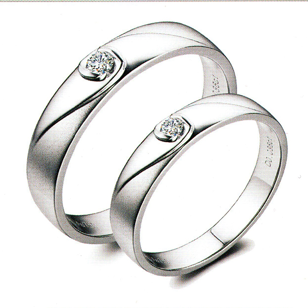 ผลงานรับสั่งทำจากโรงงานจิวเวลรี่แหวนคู่แต่งงานแหวนตัวเรือนทองคำขาวฝังเพชรแท้1442