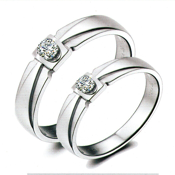 ผลงานรับสั่งทำจากโรงงานจิวเวลรี่แหวนคู่แต่งงานแหวนตัวเรือนทองคำขาวฝังเพชรแท้1443