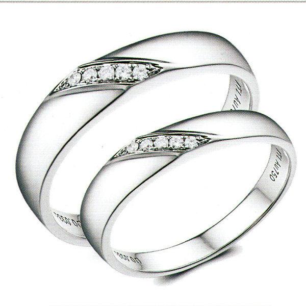 ผลงานรับสั่งทำจากโรงงานจิวเวลรี่แหวนคู่แต่งงานแหวนตัวเรือนทองคำขาวฝังเพชรแท้1446