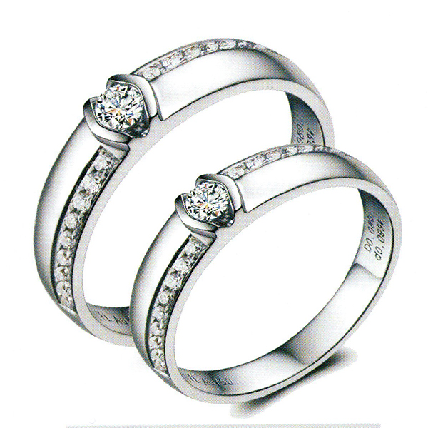 ผลงานรับสั่งทำจากโรงงานจิวเวลรี่แหวนคู่แต่งงานแหวนตัวเรือนทองคำขาวฝังเพชรแท้1451