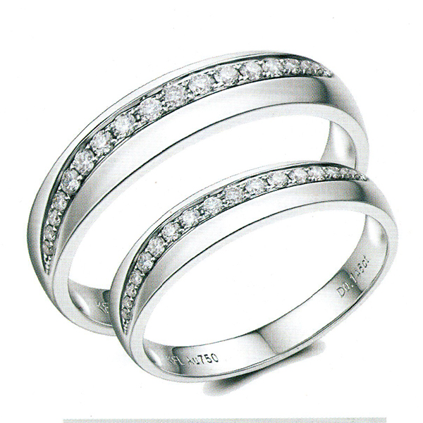 ผลงานรับสั่งทำจากโรงงานจิวเวลรี่แหวนคู่แต่งงานแหวนตัวเรือนทองคำขาวฝังเพชรแท้1452