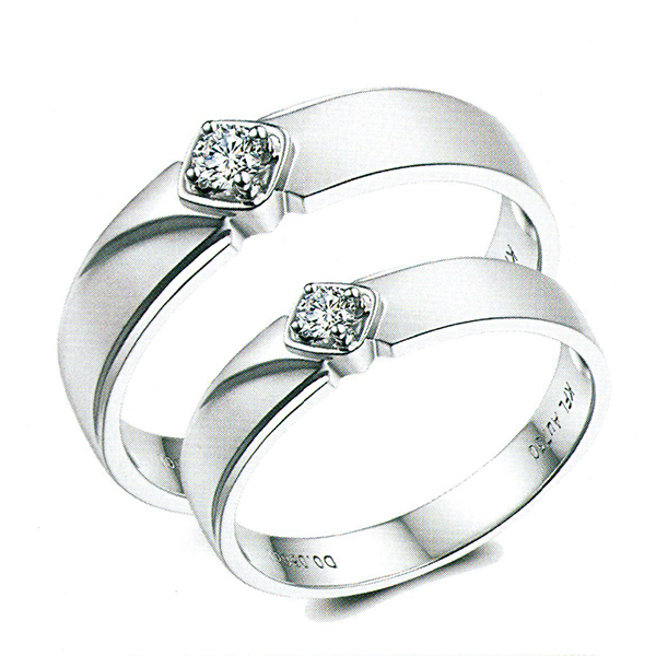 ผลงานรับสั่งทำจากโรงงานจิวเวลรี่แหวนคู่แต่งงานแหวนตัวเรือนทองคำขาวฝังเพชรแท้1453
