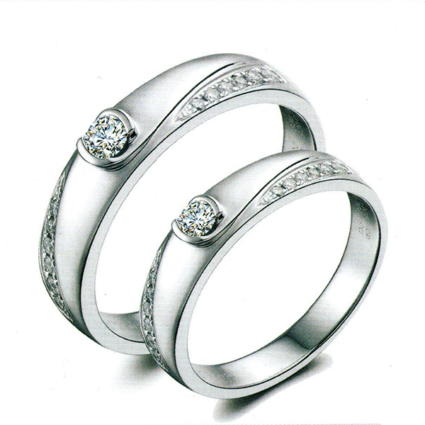 ผลงานรับสั่งทำจากโรงงานจิวเวลรี่แหวนคู่แต่งงานแหวนตัวเรือนทองคำขาวฝังเพชรแท้1454