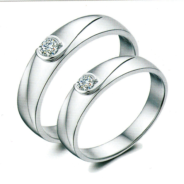 ผลงานรับสั่งทำจากโรงงานจิวเวลรี่แหวนคู่แต่งงานแหวนตัวเรือนทองคำขาวฝังเพชรแท้1455