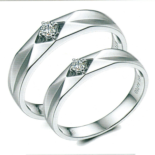 ผลงานรับสั่งทำจากโรงงานจิวเวลรี่แหวนคู่แต่งงานแหวนตัวเรือนทองคำขาวฝังเพชรแท้1456
