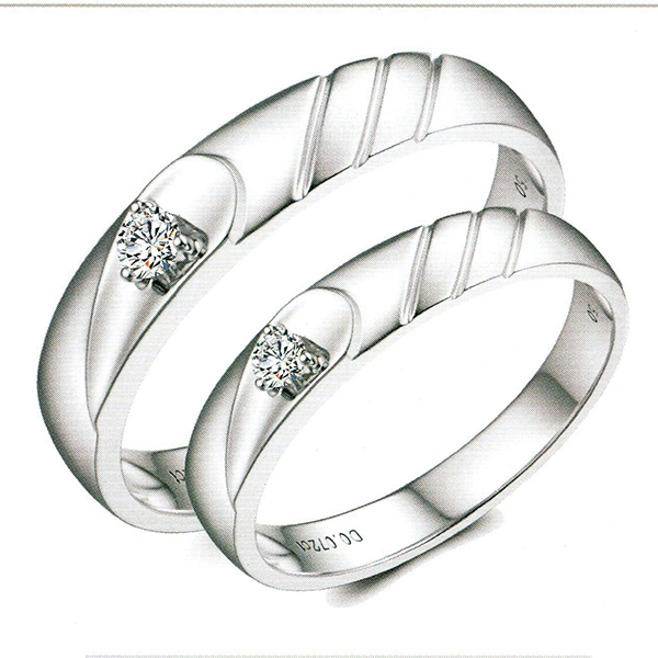 ผลงานรับสั่งทำจากโรงงานจิวเวลรี่แหวนคู่แต่งงานแหวนตัวเรือนทองคำขาวฝังเพชรแท้1462