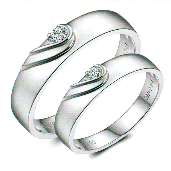 ผลงานรับสั่งทำจากโรงงานจิวเวลรี่แหวนคู่แต่งงานแหวนตัวเรือนทองคำขาวฝังเพชรแท้1463