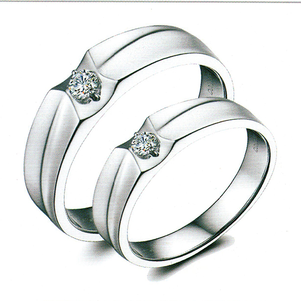 ผลงานรับสั่งทำจากโรงงานจิวเวลรี่แหวนคู่แต่งงานแหวนตัวเรือนทองคำขาวฝังเพชรแท้1465