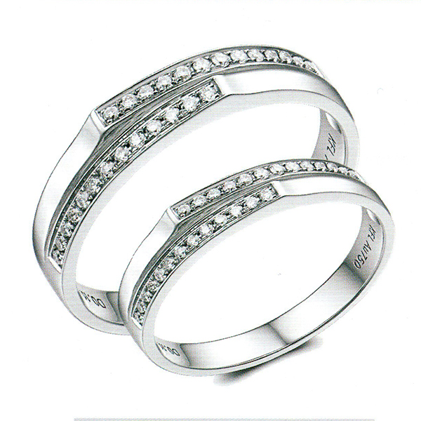 ผลงานรับสั่งทำจากโรงงานจิวเวลรี่แหวนคู่แต่งงานแหวนตัวเรือนทองคำขาวฝังเพชรแท้1466