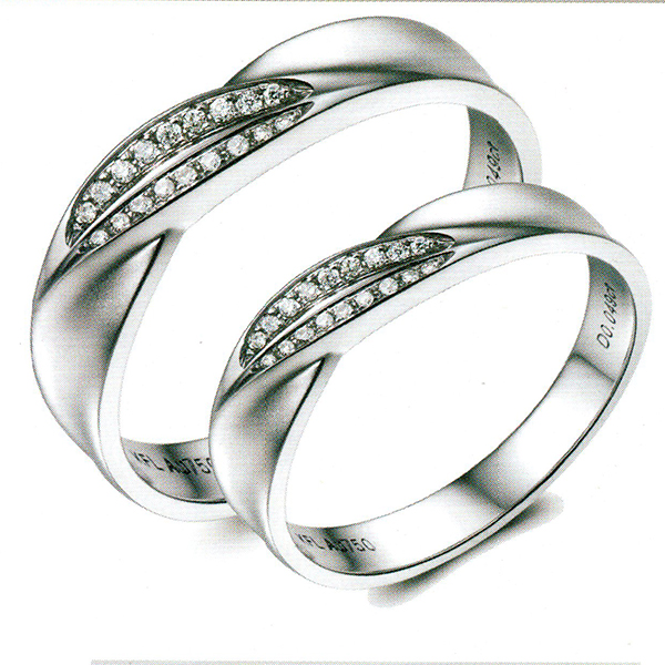 ผลงานรับสั่งทำจากโรงงานจิวเวลรี่แหวนคู่แต่งงานแหวนตัวเรือนทองคำขาวฝังเพชรแท้1472