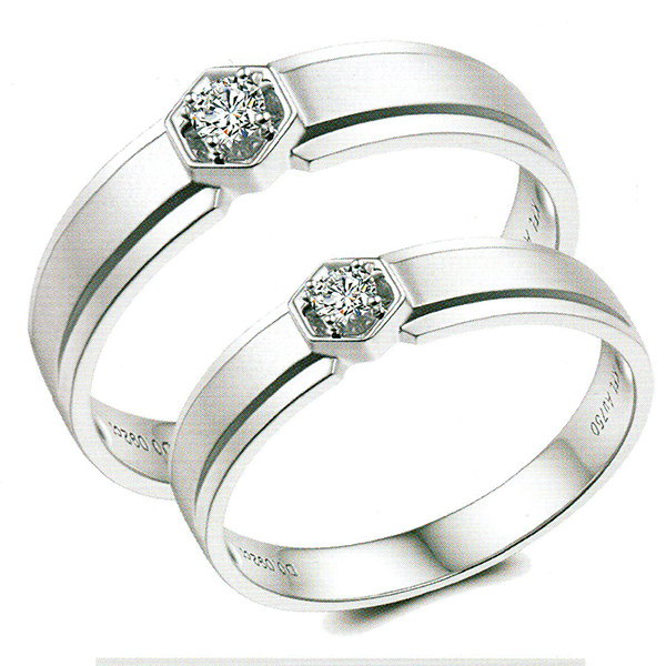 ผลงานรับสั่งทำจากโรงงานจิวเวลรี่แหวนคู่แต่งงานแหวนตัวเรือนทองคำขาวฝังเพชรแท้1475