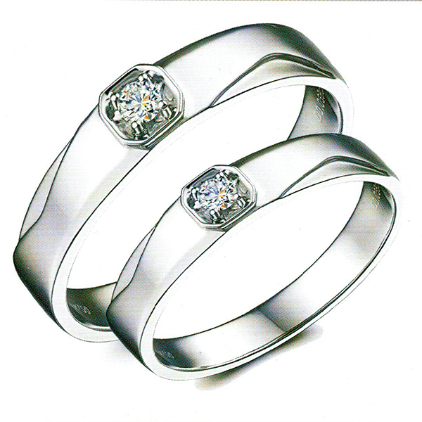 ผลงานรับสั่งทำจากโรงงานจิวเวลรี่แหวนคู่แต่งงานแหวนตัวเรือนทองคำขาวฝังเพชรแท้1476
