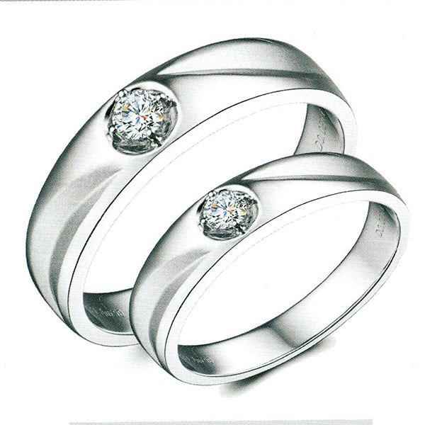 ผลงานรับสั่งทำจากโรงงานจิวเวลรี่แหวนคู่แต่งงานแหวนตัวเรือนทองคำขาวฝังเพชรแท้1482