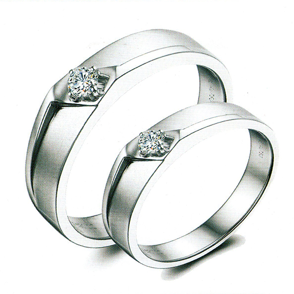ผลงานรับสั่งทำจากโรงงานจิวเวลรี่แหวนคู่แต่งงานแหวนตัวเรือนทองคำขาวฝังเพชรแท้1483