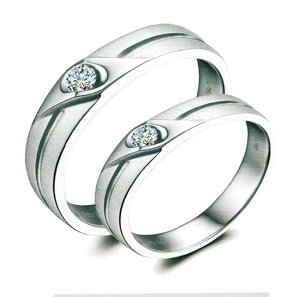 ผลงานรับสั่งทำจากโรงงานจิวเวลรี่แหวนคู่แต่งงานแหวนตัวเรือนทองคำขาวฝังเพชรแท้1486