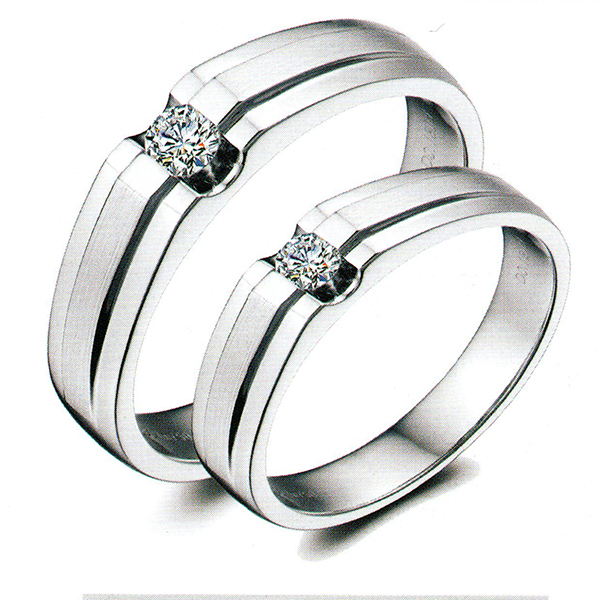 ผลงานรับสั่งทำจากโรงงานจิวเวลรี่แหวนคู่แต่งงานแหวนตัวเรือนทองคำขาวฝังเพชรแท้1492