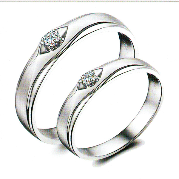 ผลงานรับสั่งทำจากโรงงานจิวเวลรี่แหวนคู่แต่งงานแหวนตัวเรือนทองคำขาวฝังเพชรแท้1495