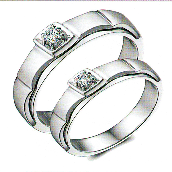 ผลงานรับสั่งทำจากโรงงานจิวเวลรี่แหวนคู่แต่งงานแหวนตัวเรือนทองคำขาวฝังเพชรแท้1496