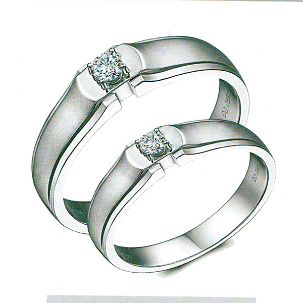 ผลงานรับสั่งทำจากโรงงานจิวเวลรี่แหวนคู่แต่งงานแหวนตัวเรือนทองคำขาวฝังเพชรแท้1501