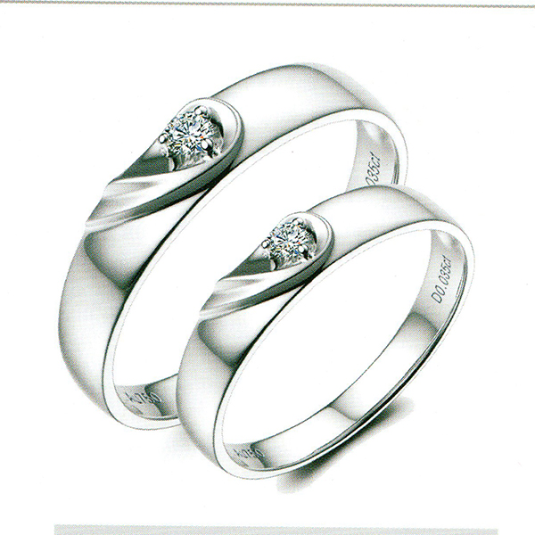 ผลงานรับสั่งทำจากโรงงานจิวเวลรี่แหวนคู่แต่งงานแหวนตัวเรือนทองคำขาวฝังเพชรแท้1502