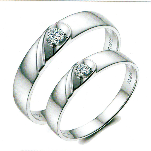 ผลงานรับสั่งทำจากโรงงานจิวเวลรี่แหวนคู่แต่งงานแหวนตัวเรือนทองคำขาวฝังเพชรแท้1503