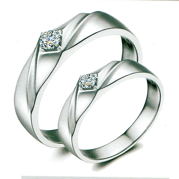 ผลงานรับสั่งทำจากโรงงานจิวเวลรี่แหวนคู่แต่งงานแหวนตัวเรือนทองคำขาวฝังเพชรแท้1505