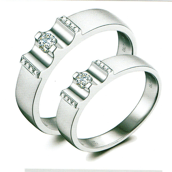 ผลงานรับสั่งทำจากโรงงานจิวเวลรี่แหวนคู่แต่งงานแหวนตัวเรือนทองคำขาวฝังเพชรแท้1506