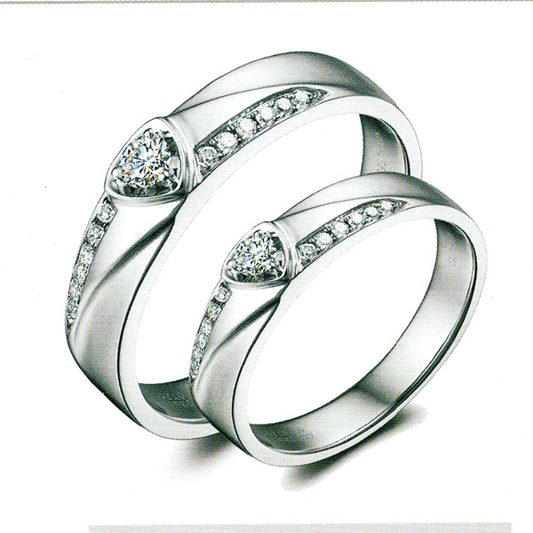 ผลงานรับสั่งทำจากโรงงานจิวเวลรี่แหวนคู่แต่งงานแหวนตัวเรือนทองคำขาวฝังเพชรแท้1513