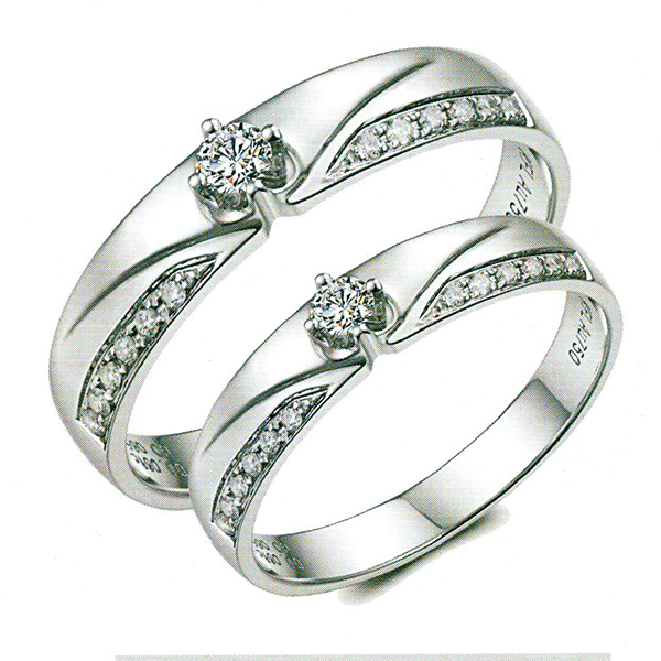 ผลงานรับสั่งทำจากโรงงานจิวเวลรี่แหวนคู่แต่งงานแหวนตัวเรือนทองคำขาวฝังเพชรแท้1514