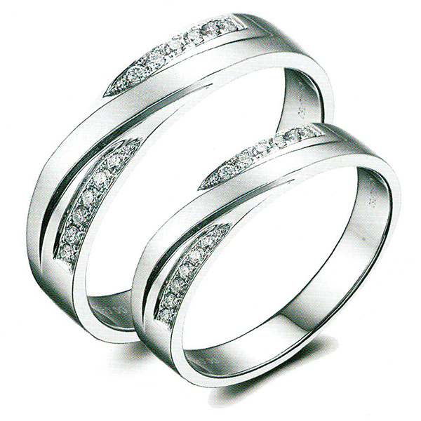 ผลงานรับสั่งทำจากโรงงานจิวเวลรี่แหวนคู่แต่งงานแหวนตัวเรือนทองคำขาวฝังเพชรแท้1515
