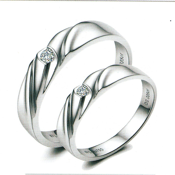 ผลงานรับสั่งทำจากโรงงานจิวเวลรี่แหวนคู่แต่งงานแหวนตัวเรือนทองคำขาวฝังเพชรแท้1525