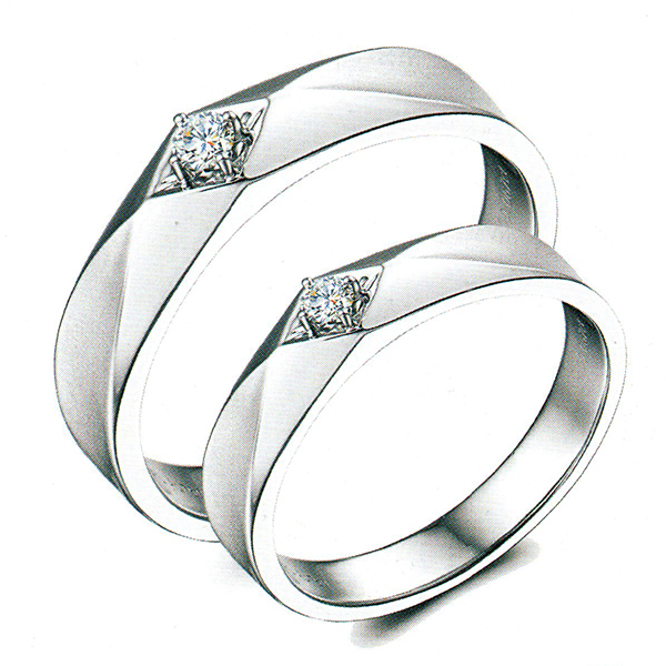 ผลงานรับสั่งทำจากโรงงานจิวเวลรี่แหวนคู่แต่งงานแหวนตัวเรือนทองคำขาวฝังเพชรแท้1532