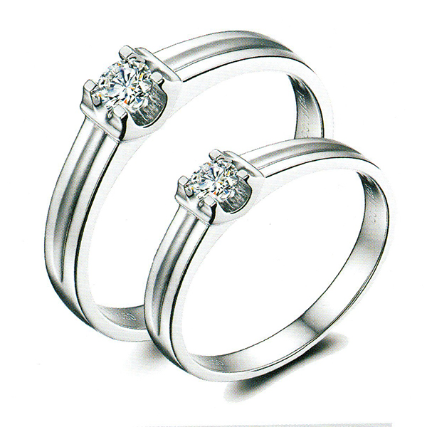 ผลงานรับสั่งทำจากโรงงานจิวเวลรี่แหวนคู่แต่งงานแหวนตัวเรือนทองคำขาวฝังเพชรแท้1533