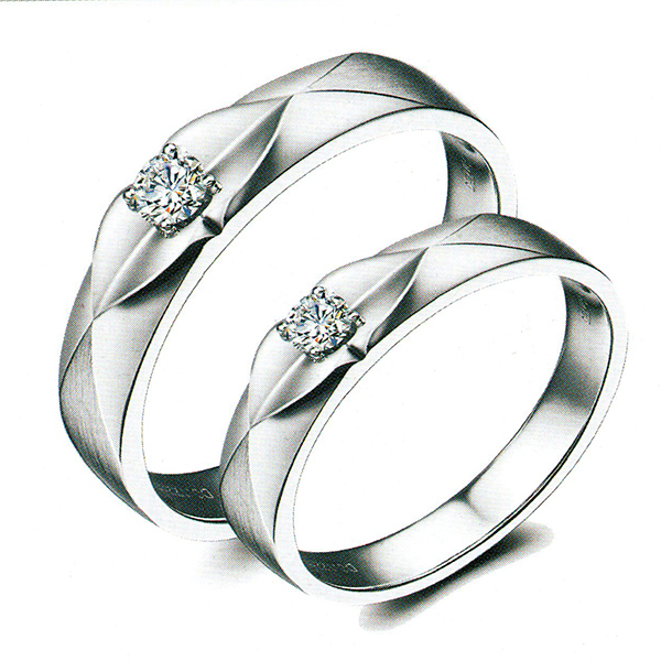 ผลงานรับสั่งทำจากโรงงานจิวเวลรี่แหวนคู่แต่งงานแหวนตัวเรือนทองคำขาวฝังเพชรแท้1534