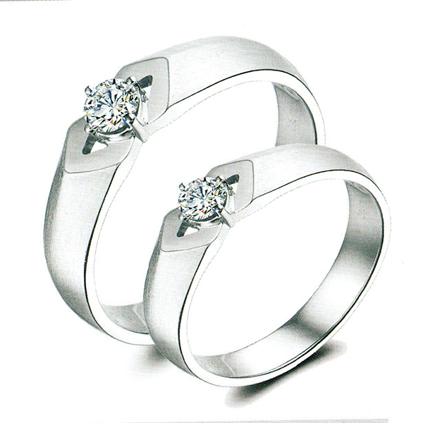 ผลงานรับสั่งทำจากโรงงานจิวเวลรี่แหวนคู่แต่งงานแหวนตัวเรือนทองคำขาวฝังเพชรแท้1535