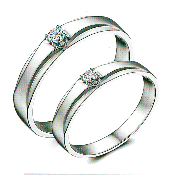 ผลงานรับสั่งทำจากโรงงานจิวเวลรี่แหวนคู่แต่งงานแหวนตัวเรือนทองคำขาวฝังเพชรแท้1541