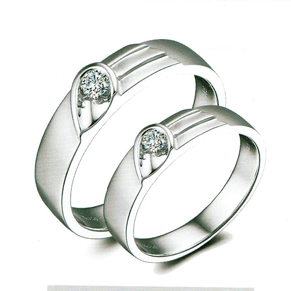ผลงานรับสั่งทำจากโรงงานจิวเวลรี่แหวนคู่แต่งงานแหวนตัวเรือนทองคำขาวฝังเพชรแท้1543