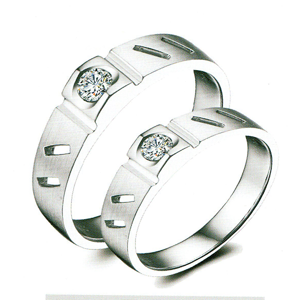 ผลงานรับสั่งทำจากโรงงานจิวเวลรี่แหวนคู่แต่งงานแหวนตัวเรือนทองคำขาวฝังเพชรแท้1544