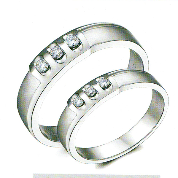 ผลงานรับสั่งทำจากโรงงานจิวเวลรี่แหวนคู่แต่งงานแหวนตัวเรือนทองคำขาวฝังเพชรแท้1545
