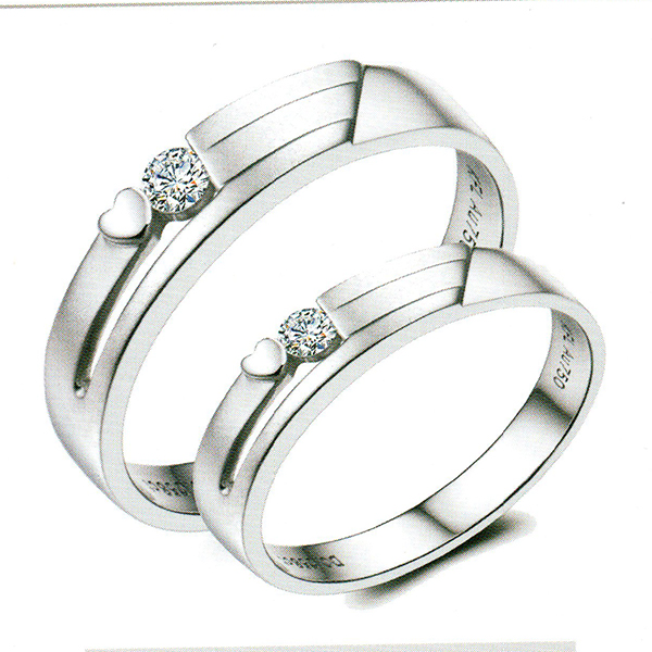 ผลงานรับสั่งทำจากโรงงานจิวเวลรี่แหวนคู่แต่งงานแหวนตัวเรือนทองคำขาวฝังเพชรแท้1551