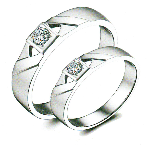 ผลงานรับสั่งทำจากโรงงานจิวเวลรี่แหวนคู่แต่งงานแหวนตัวเรือนทองคำขาวฝังเพชรแท้1552